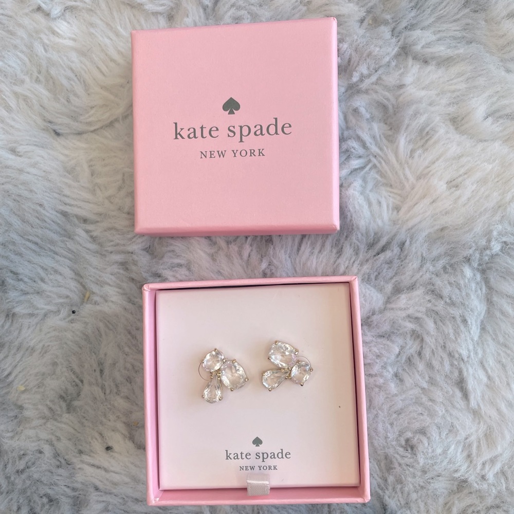 NWOT Kate Spade CZ Gold Stud Statement Earrings